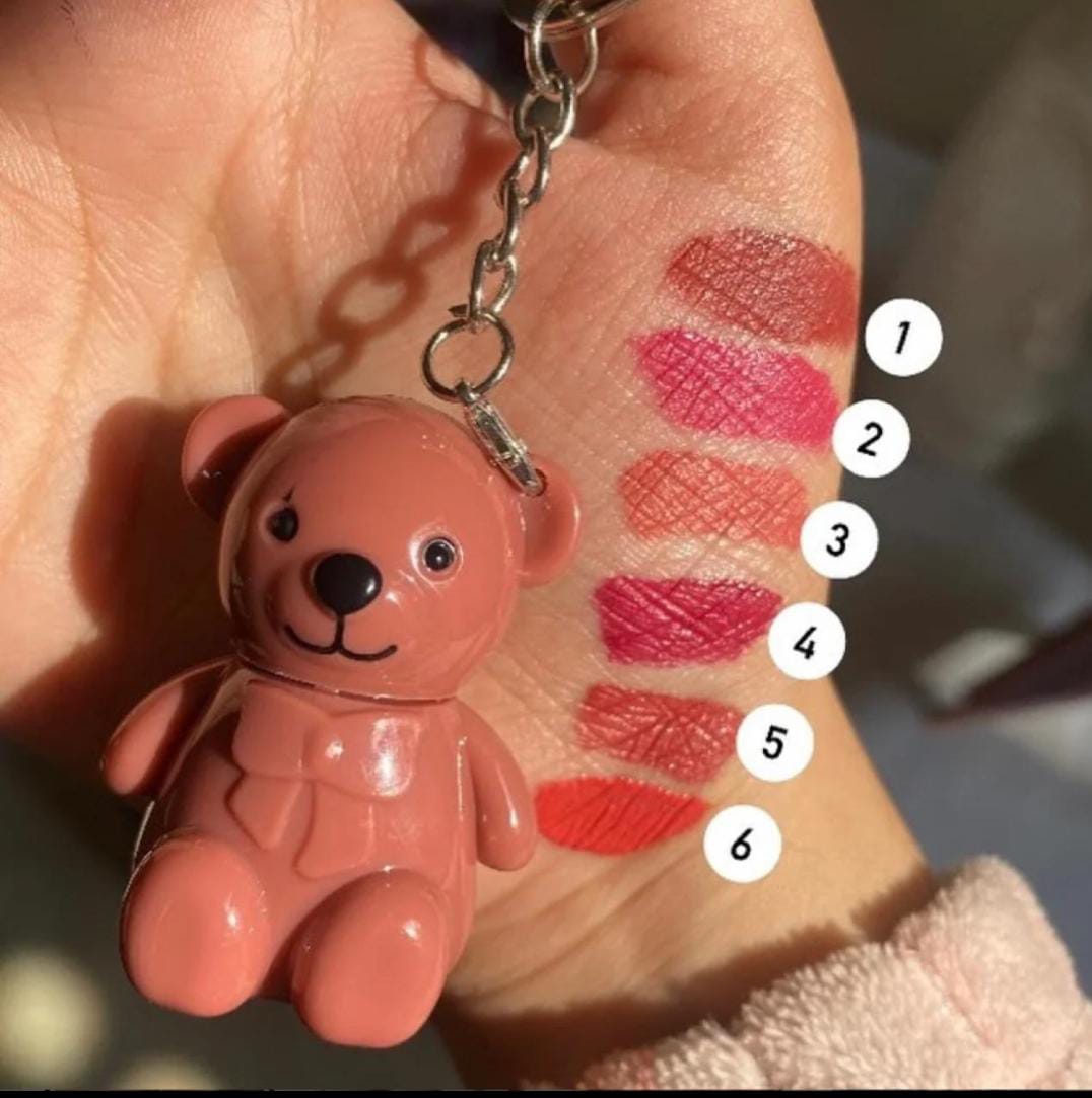 Teddy Bear Trendy LIP GLOSS MATTE Keychain Style MAKE UP YOUR LIP| Bear Gloss|