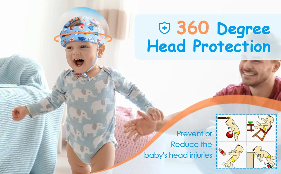 Child safety helmet set, baby toddler head protector kit with adjustable cap, Bumper cushion, and anti fall design for crawling, Walking, And play, Infant headguard for ultimate kid safety.