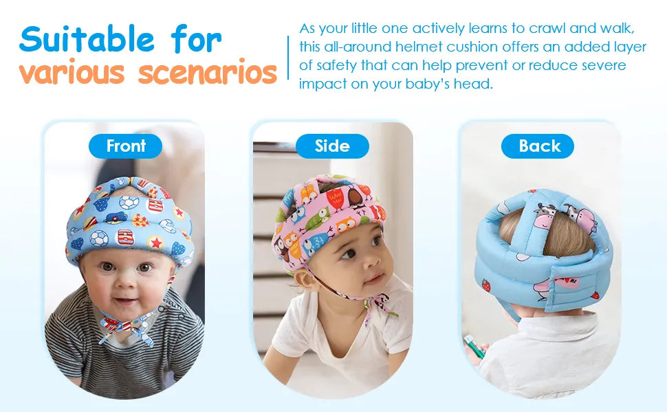 Child safety helmet set, baby toddler head protector kit with adjustable cap, Bumper cushion, and anti fall design for crawling, Walking, And play, Infant headguard for ultimate kid safety.